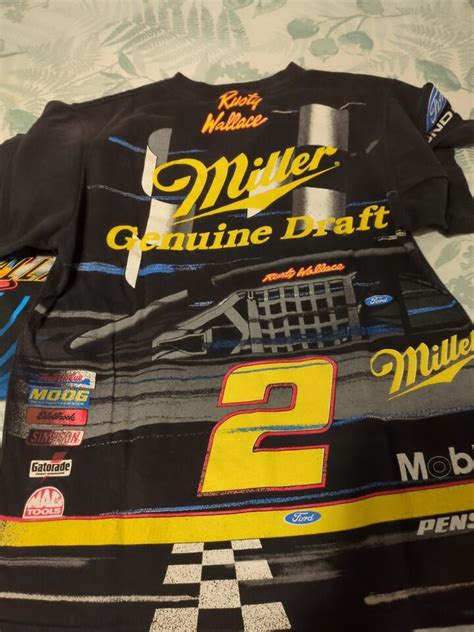 Vintage NASCAR Rusty Wallace T Shirt AOP Miller Genuine Draft Size L EBay