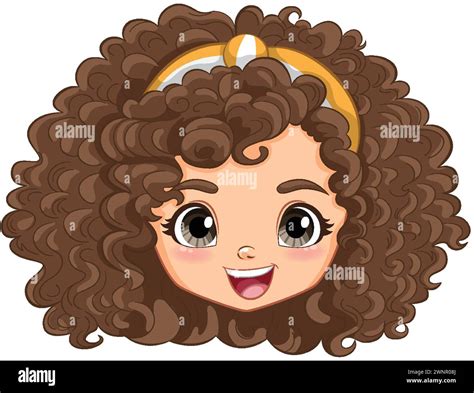 Vector Graphic Of A Smiling Girl With Curly Hair Stock Vector Image