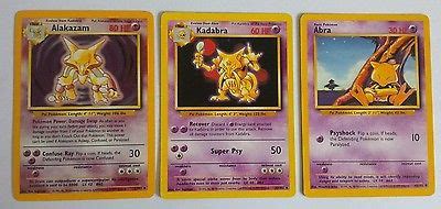 Pokemon Cards Alakazam Kadabra Abra Base Set Rare Holo