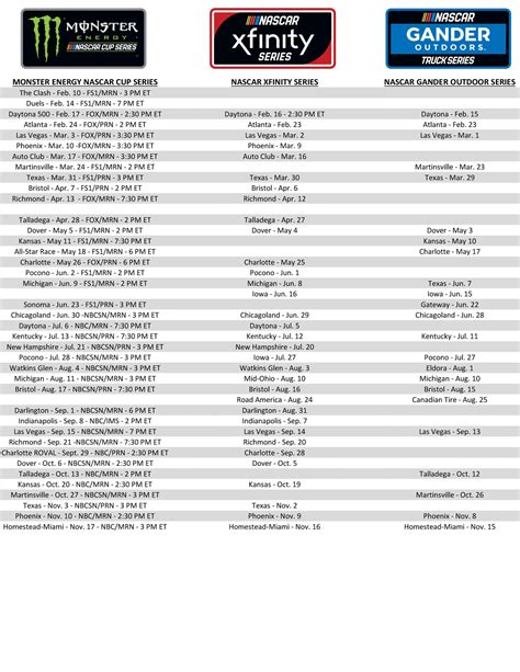 Nascar Tv Schedule 2024 Printable