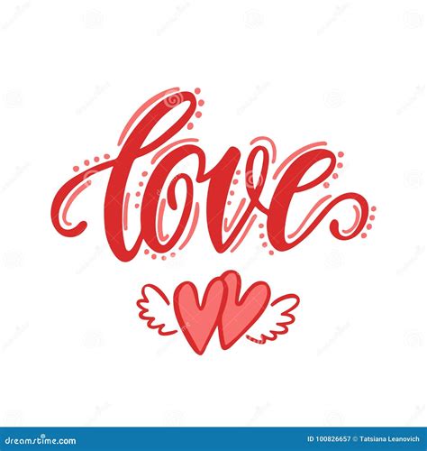 Love Hand Drawn Lettering Design Stock Vector Illustration Of Poster