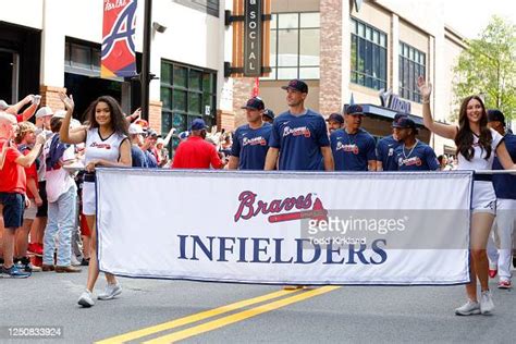 The Atlanta Braves infielders are introduced during the pregame... News ...