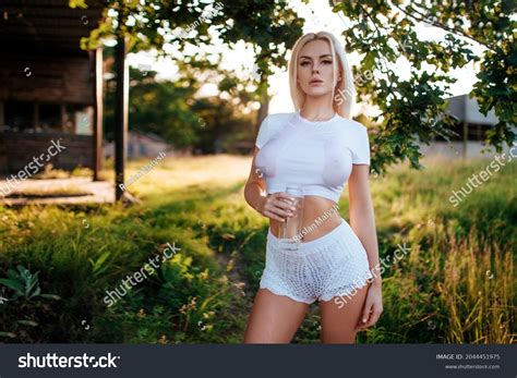 Sexy Blonde Wet Tshirt Which Large Stock Photo 2044451975 Shutterstock