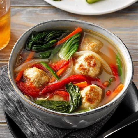 Vietnamese Chicken Meatball Soup With Bok Choy Recipe Taste Of Home