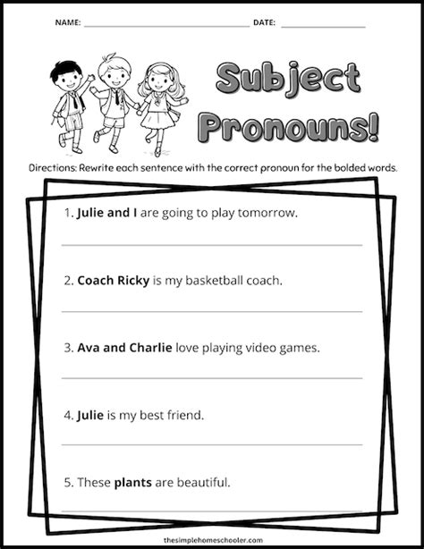 Free And Fun Subject Pronouns Worksheets The Simple Homeschooler Worksheets Library