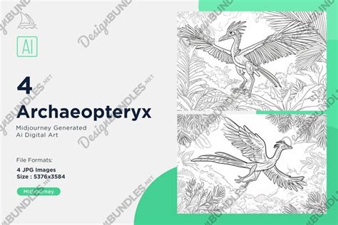 Archaeopteryx Dinosaur Coloring Pages Set V