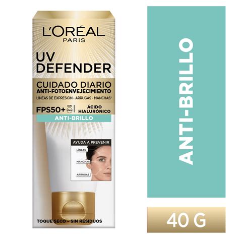 Crema Anti Brillo Sin Color Fps50 L oréal Paris Uv Defender