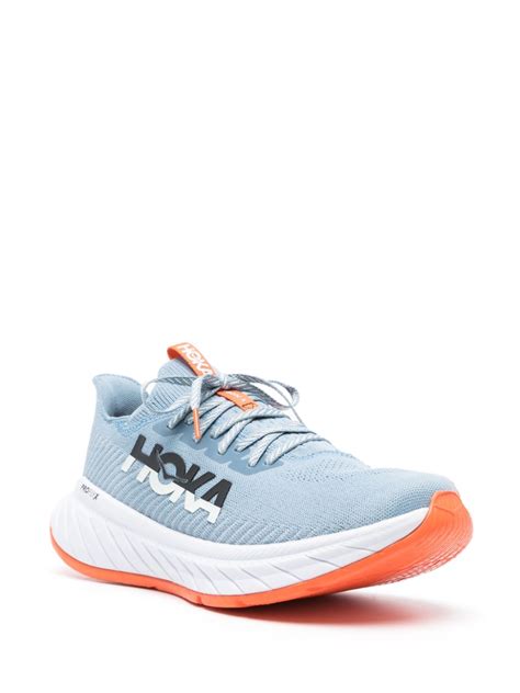 Hoka Carbon X Panelled Sneakers In Orange Blue Modesens