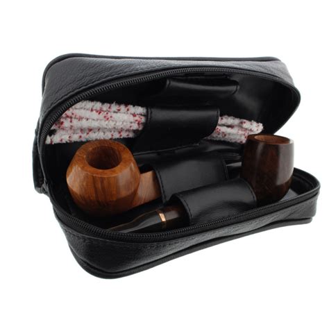 Blague à tabac pour ranger pipes et tabac cuir noir La Pipe Rit