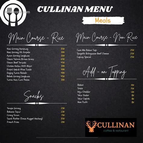 Daftar Harga Menu Cullinan Coffee And Restaurant 2024 Foodierate