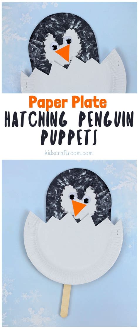 Paper Plate Penguin Craft Paper Plate Penguin Chick Puppets Kids Craft ...