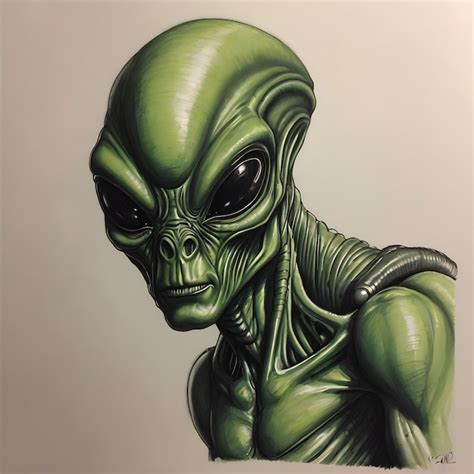 Premium Photo | Realistic Grey Alien Drawing Portraits