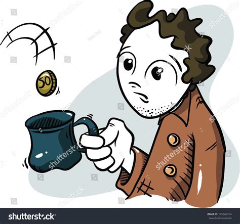 Cartoon Beggar With A Cup And Coin Stock Vector Illustration 175366514 ...