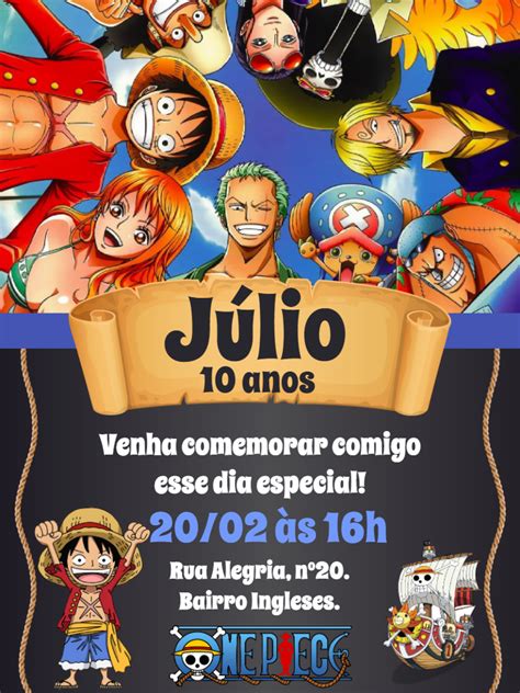 Fazer Convite Online Convite Digital Anivers Rio One Piece Wanted