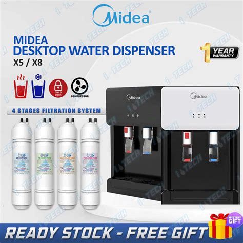 MIDEA Hot Cold Tabletop Water Dispenser Penapis Air Model X X Stages Korea Filters
