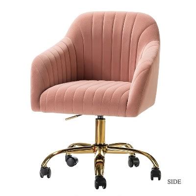 Alex Velvet Task Home Office Desk Chair Tufted Padded Adjustable Swivel | Karat Home - Pink : Target