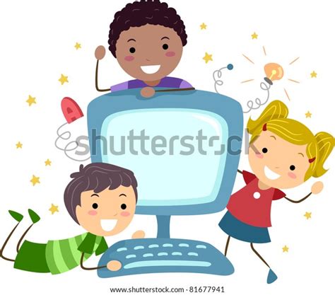 Illustration Kids Posing Computer Stock Vector (Royalty Free) 81677941 ...