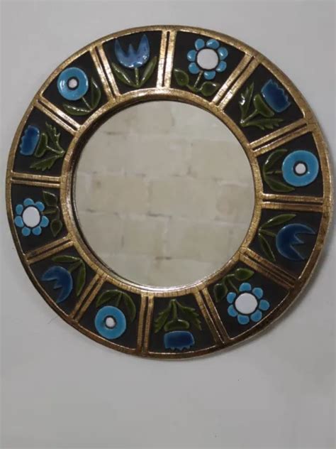 MITHE ESPELT MIROIR Mural Rond En Ceramique Annees 70 EUR 1 700 00