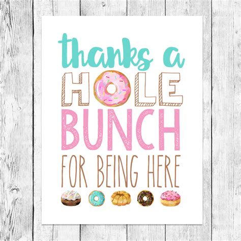 Thanks A Hole Bunch Doughnut Party Pun Word Art Printable Etsy