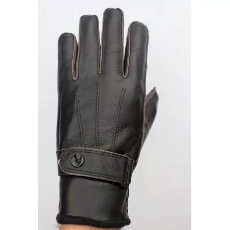 Gants En Cuir D Hiver Mouton De Couleur Marron Fonc Pour Les Hommes