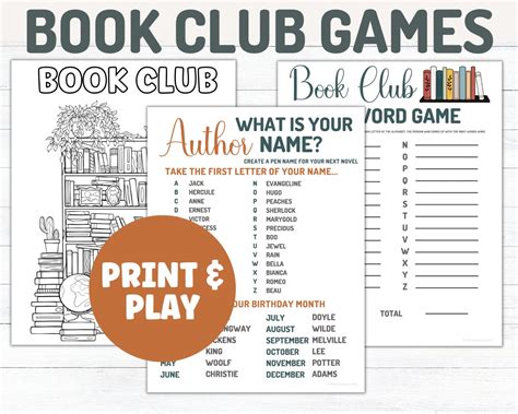 Book Club Game Bundle Printable Party Games Instant Etsy