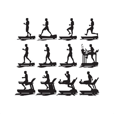 Gym workout silhouette collection.human fitness illustration set ...