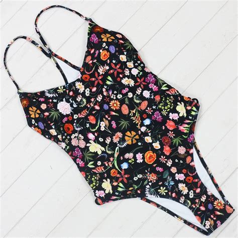 New Sexy Floral Printed One Piece Swimsuits Push Up Swimwear Women ...