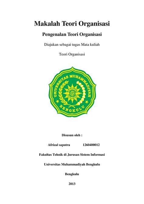 Makalah Teori Organisasi Makalah Teori Organisasi