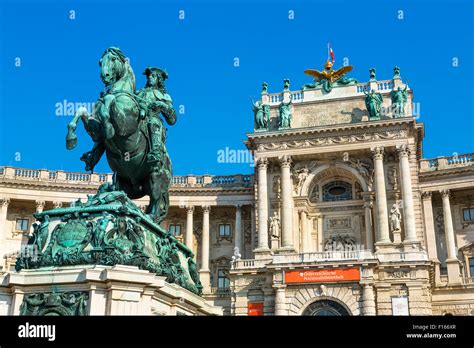 Prince Eugene Statue In Front Of Neue Burg Building On Heldenplatz In