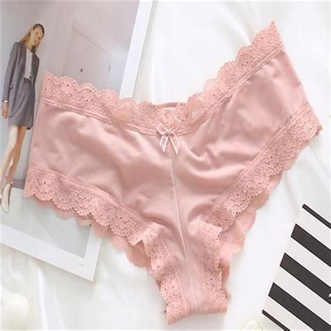 2021 Bandage Design Satin Sexy Lace Panties Women Solid Seamless Underwear Soft Cotton Blend