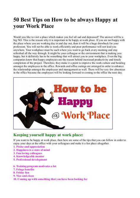 50 best tips on how to be always happy at your work place