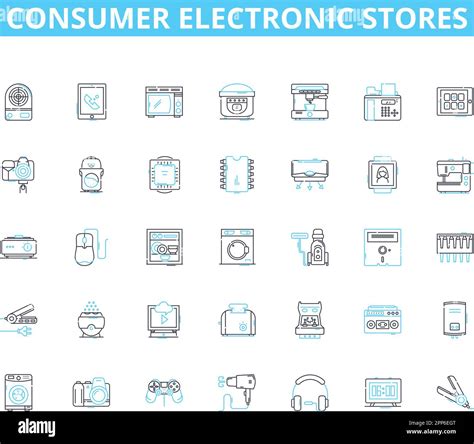 Tiendas de electrónica de consumo lineal iconos set Gadgets