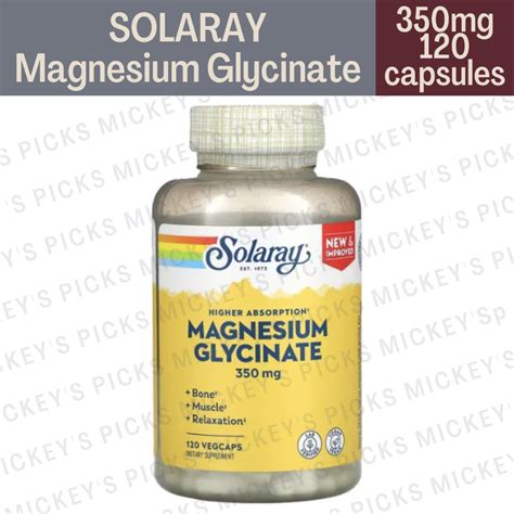 SOLARAY| High Absorption Magnesium Glycinate, 350 mg, 120 VegCaps ...