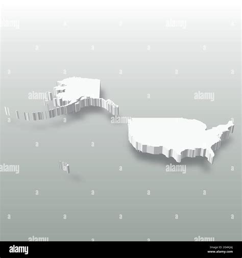 United States of America, USA - white 3D silhouette map of country area ...