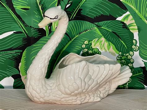 Ceramic Swan Cachepot Planter For Sale At 1stDibs