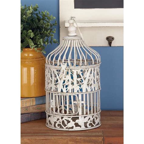 Litton Lane White Metal Indoor Outdoor Hinged Top Birdcage With Latch