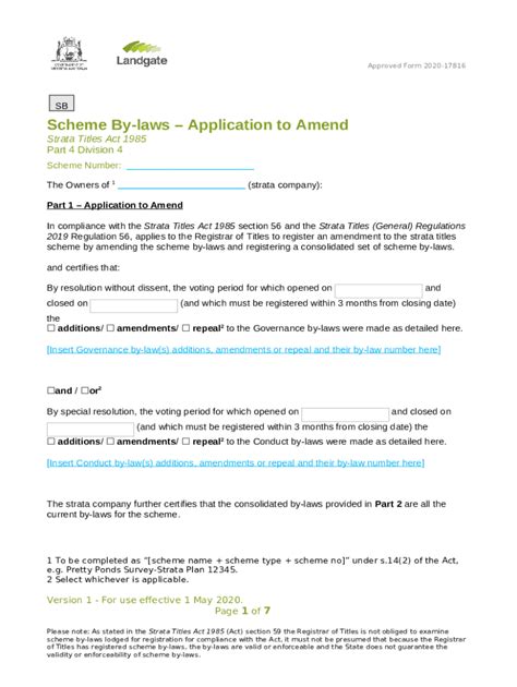 Scheme By Laws Application To Amend Doc Template Pdffiller