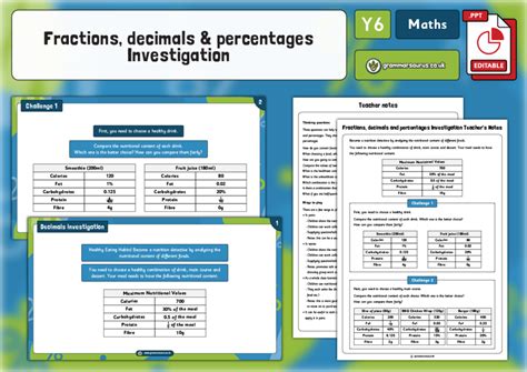 Year 6 Fractions Decimals And Percentages Investigation Grammarsaurus