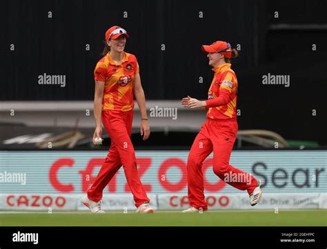 Birmingham Phoenixs Emily Arlott Left Celebrates Catching Out Oval