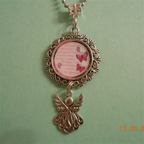 Pink Butterfly Serenity Prayer Necklace by Cherished4ever on Etsy