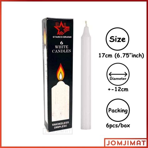 Star Besar Lilin Putih 9966 6pcsbox Big White Candles Candle 白蜡烛 6