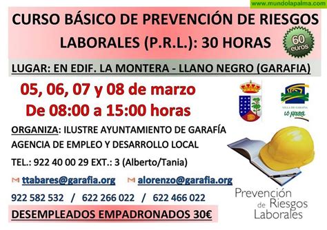 Curso Básico De Prevención De Riesgos Laborales P R L En Garafía