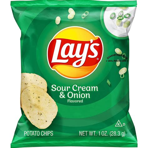 Lays Sour Cream & Onion Flavored Potato Chips, 1 Ounce (Pack of 104 ...