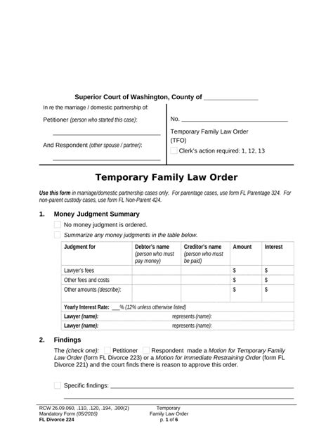 Wa Temporary Order Doc Template Pdffiller