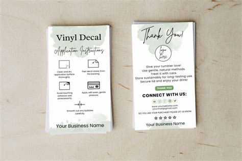 Vinyl Decal Care Card Template Snapybiz