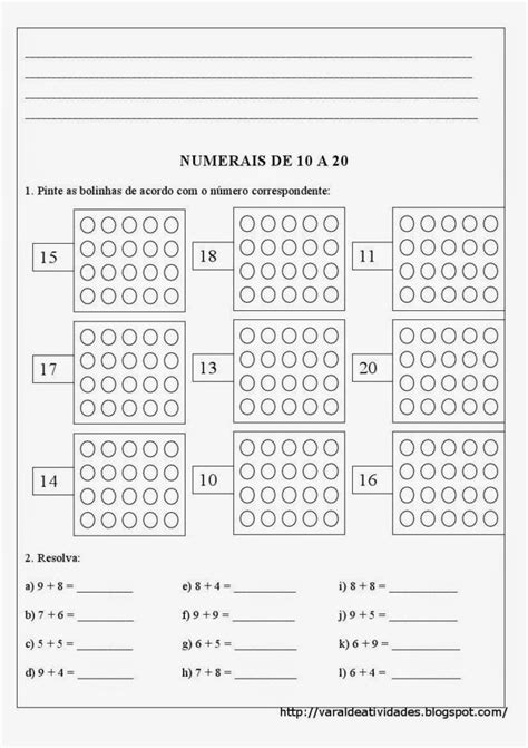 Numerais De 10 A 20 - Atividades com numerais de 10 a 20 para imprimir - Mundinho da Criança ...