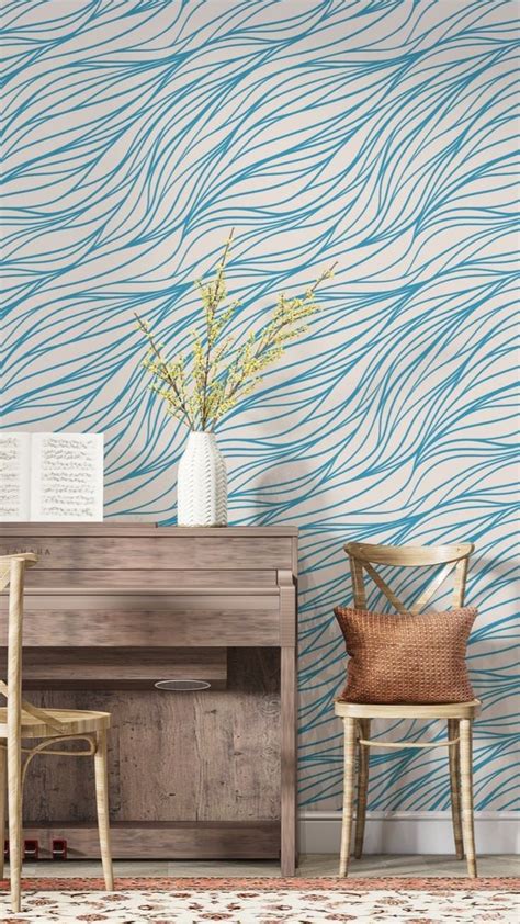 Blue and White Waves Wallpaper | Removable or Temporary Wallpaper ...