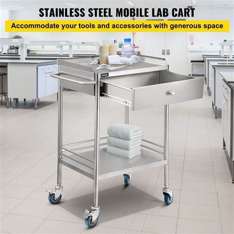 Vevor Shelf Stainless Steel Utility Cart Catering Cart With Wheels