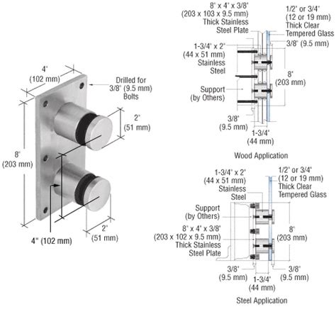 Crl Glass Rail Standoff Fitting With Mounting Plate