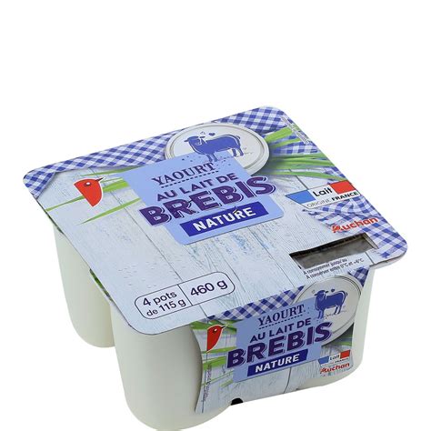 AUCHAN Yaourt Nature Au Lait De Brebis 4x115g Pas Cher Auchan Fr